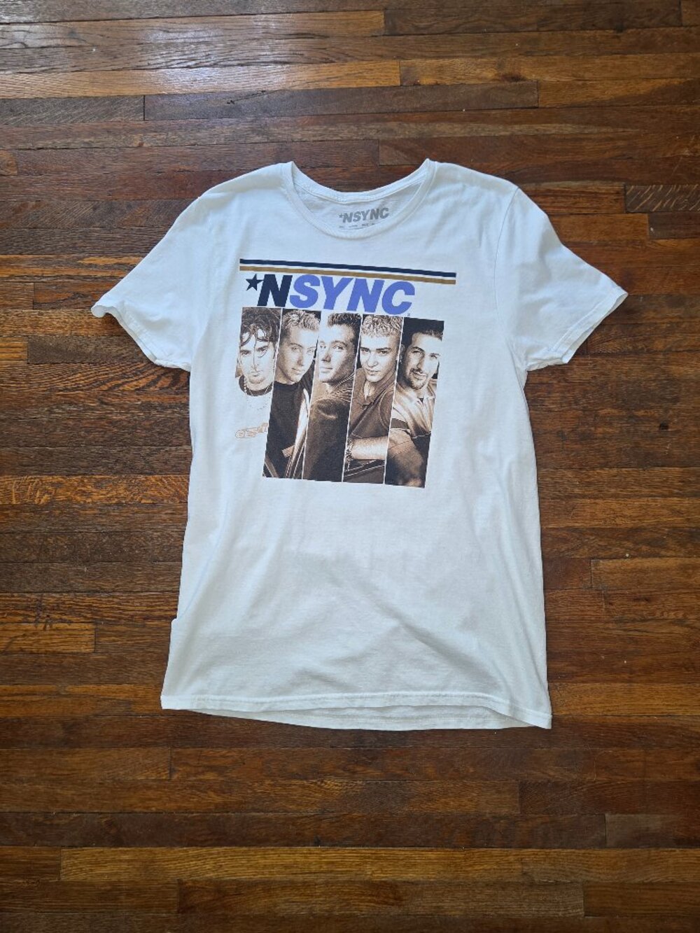 NSYNC Band White Crew Neck Short Sleeve Tee Shirt Official Merch